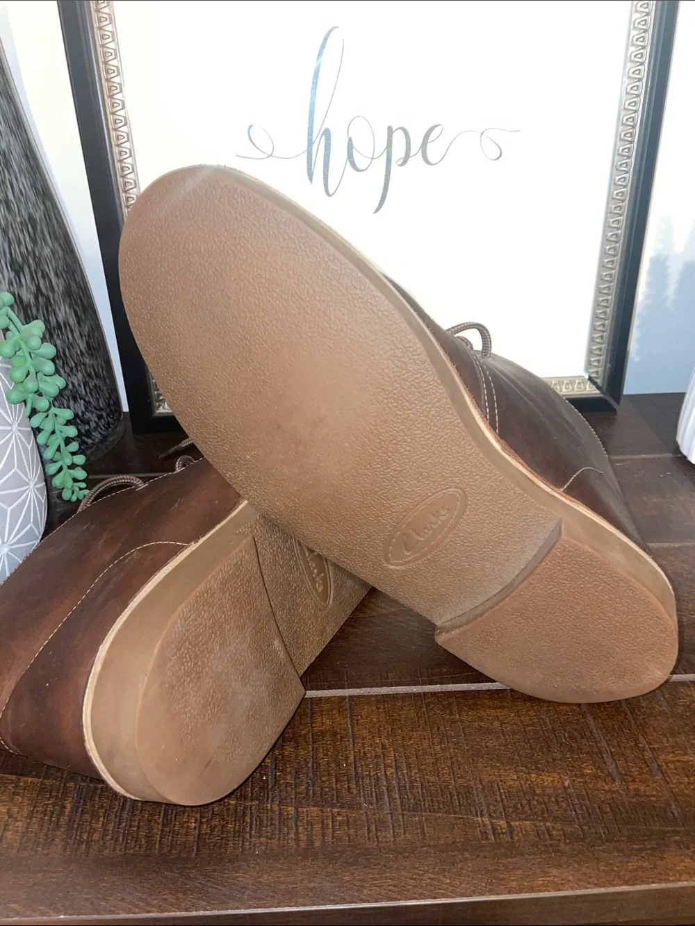 Clarks Bushacre II Mens Brown Leather Chukka Boots Lace-Up Size 9.5 W Extra Wide
